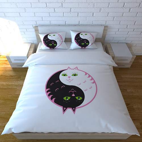 Постельное белье "Кошачий инь-ян" (размер евро)