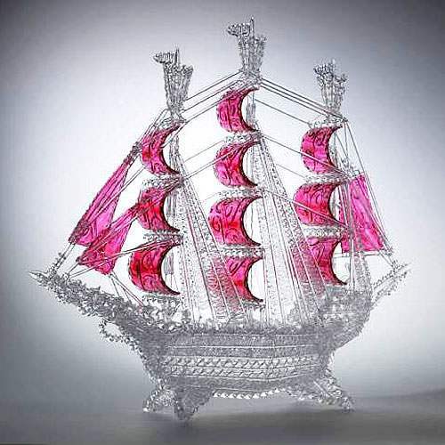 Хрустальный парусник "Алые паруса" 40 см
